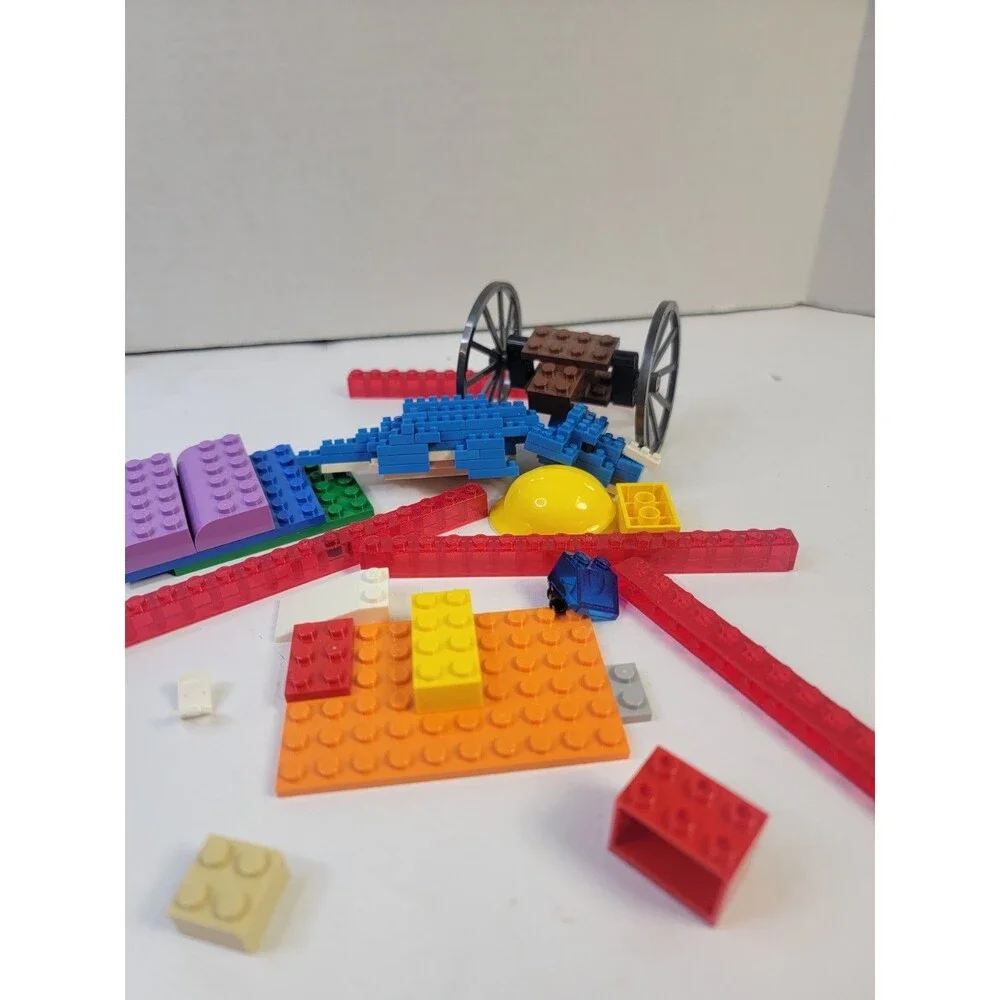 LEGO Mixed Parts Lot Bricks Plates Cannon Wheels Crocodile Build Vintage Pieces